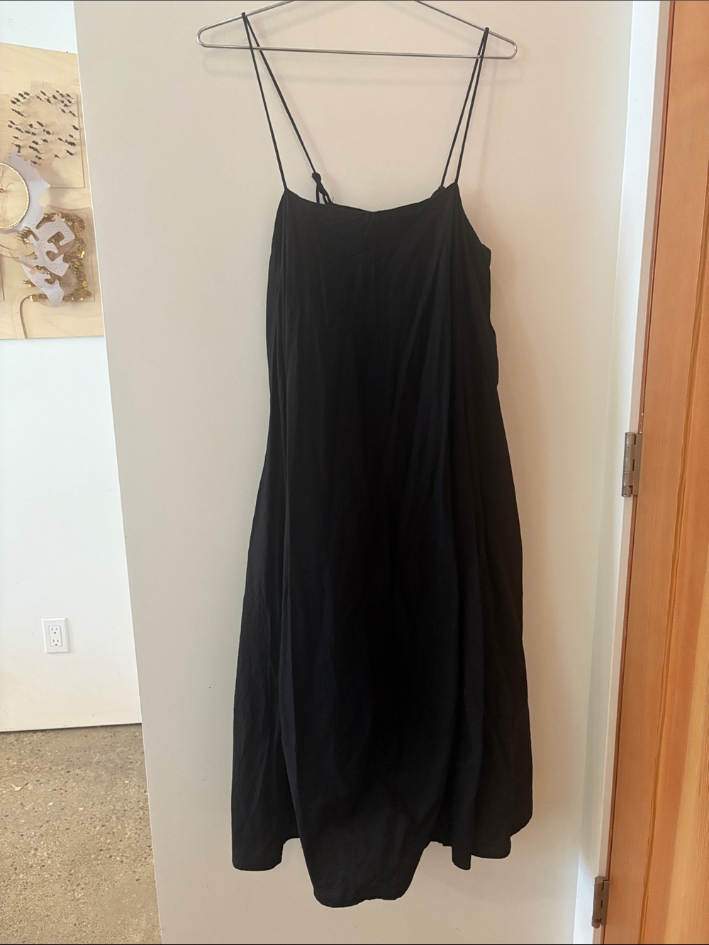 Free People Black Maxi Slip Dress with Double Spaghetti Straps